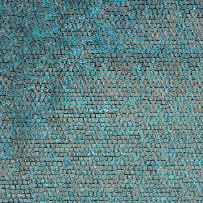 Round Machine Washable Transitional Blue Moss Green Rug, wshpat3858lblu