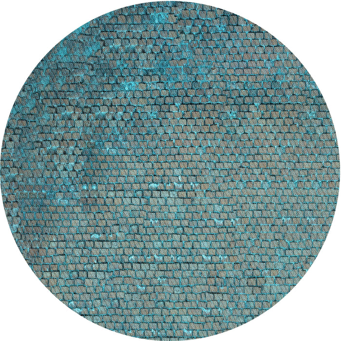 Square Patterned Blue Moss Green Rug, pat3858lblu