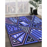 Patterned Light Slate Blue Rug, pat386blu