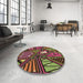 Round Patterned Copper Brown Rug in a Office, pat386brn