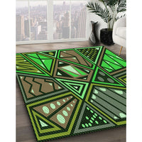 Patterned Dark Forest Green Rug, pat386grn