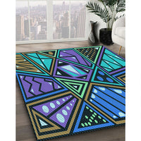 Patterned Macaw Blue Green Rug, pat386lblu