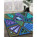 Patterned Macaw Blue Green Rug in Family Room, pat386lblu