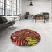 Round Patterned Burgundy Red Rug in a Office, pat386org