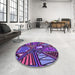 Round Patterned Purple Rug in a Office, pat386pur