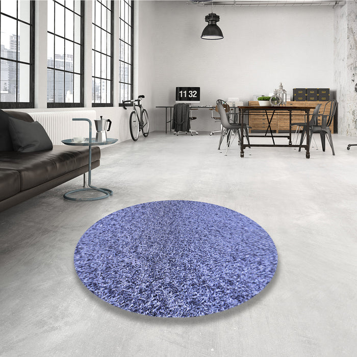 Round Patterned Denim Blue Rug in a Office, pat3860blu