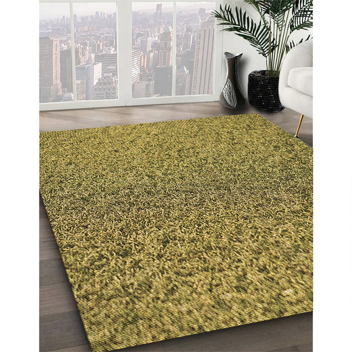 Patterned Yellow Rug in Family Room, pat3860brn