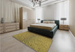 Patterned Yellow Rug in a Bedroom, pat3860brn
