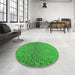 Round Patterned Green Rug in a Office, pat3860grn