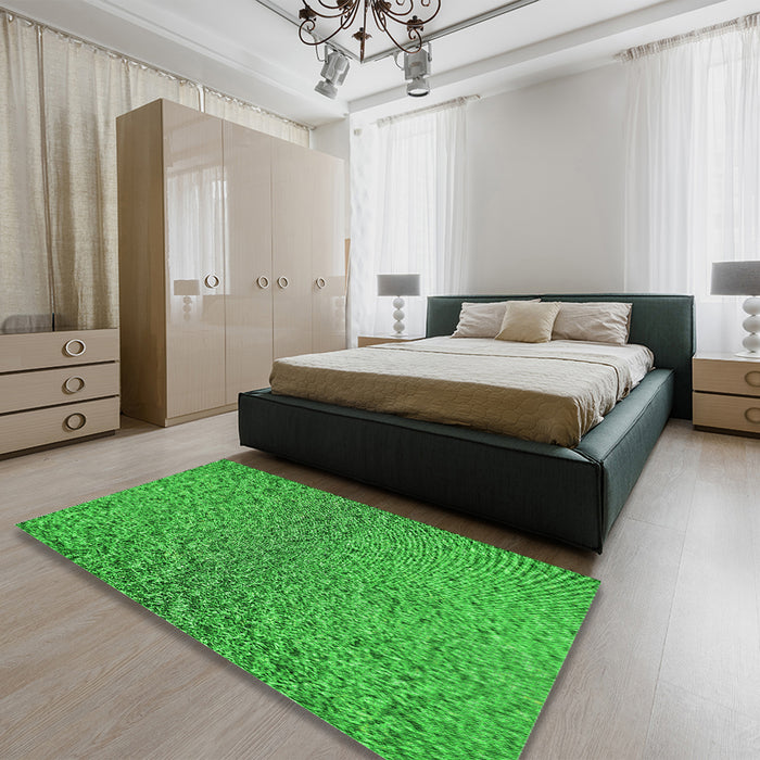 Patterned Green Rug in a Bedroom, pat3860grn