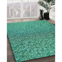 Patterned Turquoise Green Rug, pat3860lblu