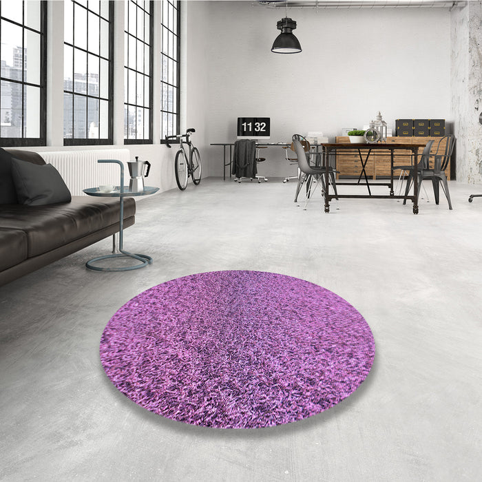 Round Patterned Purple Rug in a Office, pat3860pur
