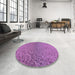 Round Patterned Purple Rug in a Office, pat3860pur