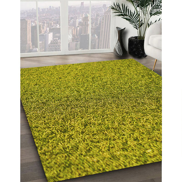 Patterned Olive Green Rug in Family Room, pat3860yw
