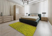 Patterned Olive Green Rug in a Bedroom, pat3860yw