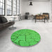 Round Patterned Lime Green Rug in a Office, pat3861grn