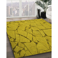 Patterned Dark Golden Brown Rug, pat3861yw