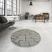 Round Patterned Gray Novelty Rug in a Office, pat3861