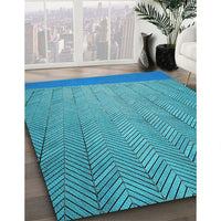 Patterned Dark Cyan Green Rug, pat3863lblu