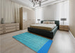 Patterned Dark Cyan Green Rug in a Bedroom, pat3863lblu