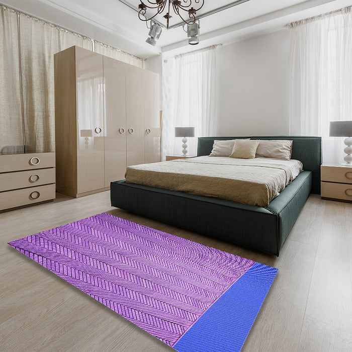 Round Machine Washable Transitional Purple Rug in a Office, wshpat3863pur