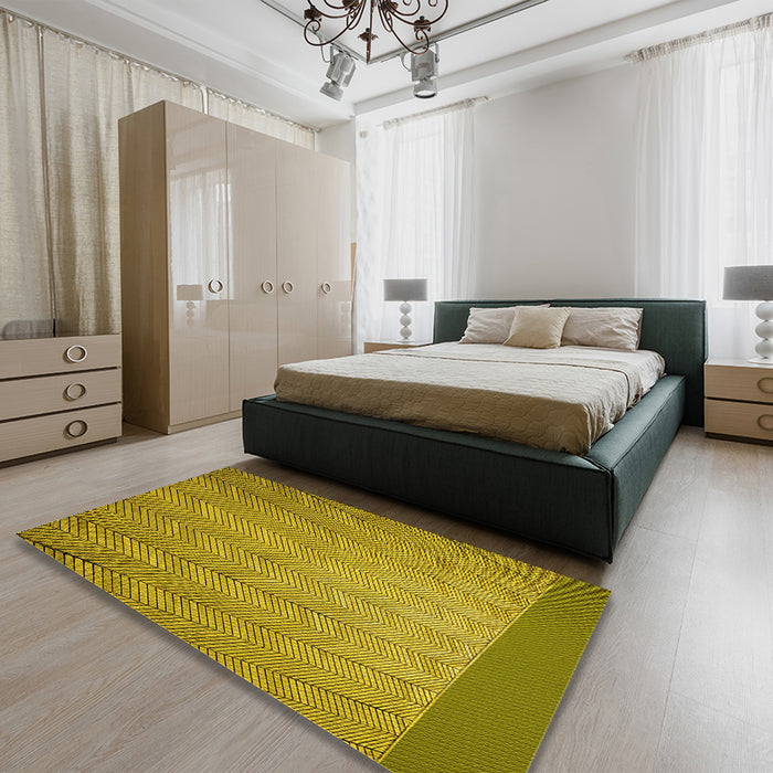 Patterned Oak Brown Rug in a Bedroom, pat3863yw
