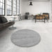 Round Patterned Platinum Gray Rug in a Office, pat3864gry