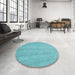 Round Patterned Light Sea Green Rug in a Office, pat3864lblu