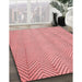 Patterned Red Rug in Family Room, pat3864rd