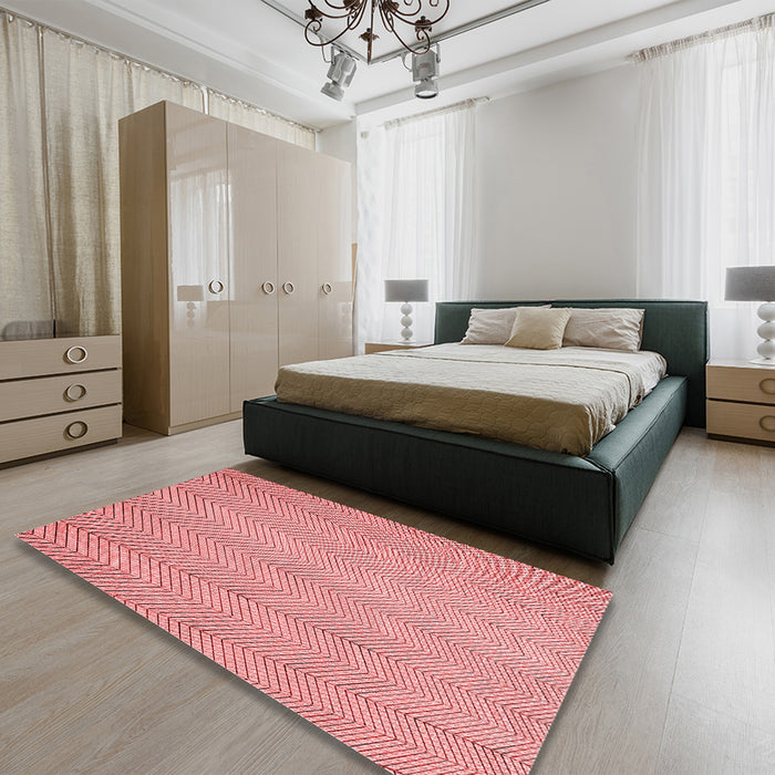 Patterned Red Rug in a Bedroom, pat3864rd