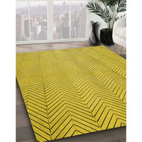 Patterned Golden Yellow Rug, pat3864yw