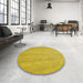 Round Patterned Golden Yellow Rug in a Office, pat3864yw