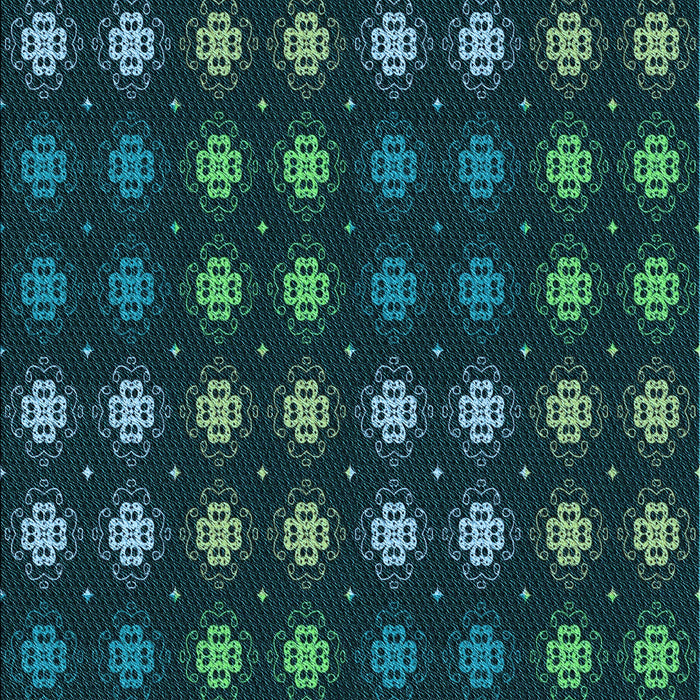 Patterned Dark Cyan Green Rug, pat3865lblu