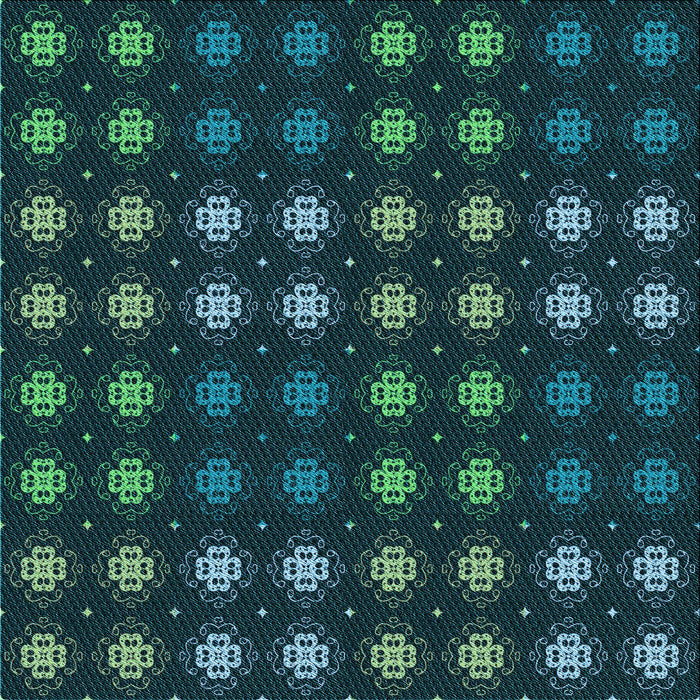 Round Machine Washable Transitional Dark Cyan Green Rug, wshpat3865lblu