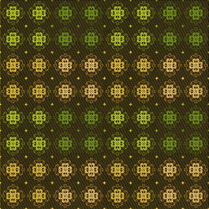 Round Patterned Dark Yellow Green Rug, pat3865yw