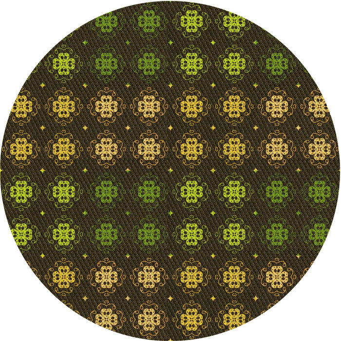 Square Patterned Dark Yellow Green Rug, pat3865yw