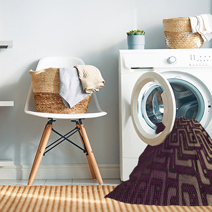 Machine Washable Transitional Purple Lily Purple Rug in a Washing Machine, wshpat3866brn