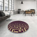 Round Patterned Purple Lily Purple Rug in a Office, pat3866brn