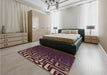 Patterned Purple Lily Purple Rug in a Bedroom, pat3866brn