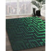 Machine Washable Transitional Dark Slate Grey Green Rug in a Family Room, wshpat3866grn