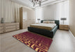 Patterned Chestnut Red Rug in a Bedroom, pat3866org