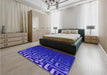 Patterned MediumBlue Rug in a Bedroom, pat3866pur