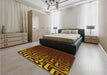 Patterned Maroon Red Rug in a Bedroom, pat3866yw