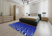 Patterned Blue Modern Rug in a Bedroom, pat3866