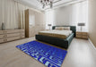 Machine Washable Transitional MediumBlue Rug in a Bedroom, wshpat3866