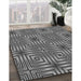 Patterned Black Rug in Family Room, pat3867gry