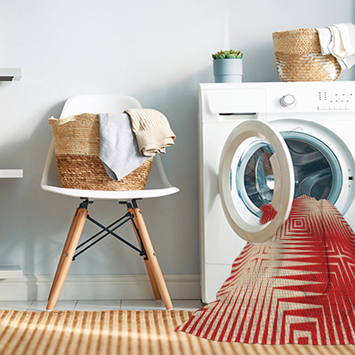 Machine Washable Transitional Red Rug in a Washing Machine, wshpat3868org