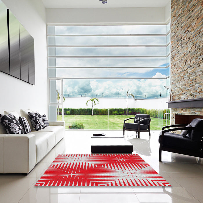 Square Machine Washable Transitional Red Rug in a Living Room, wshpat3868