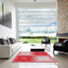 Square Machine Washable Transitional Red Rug in a Living Room, wshpat3868