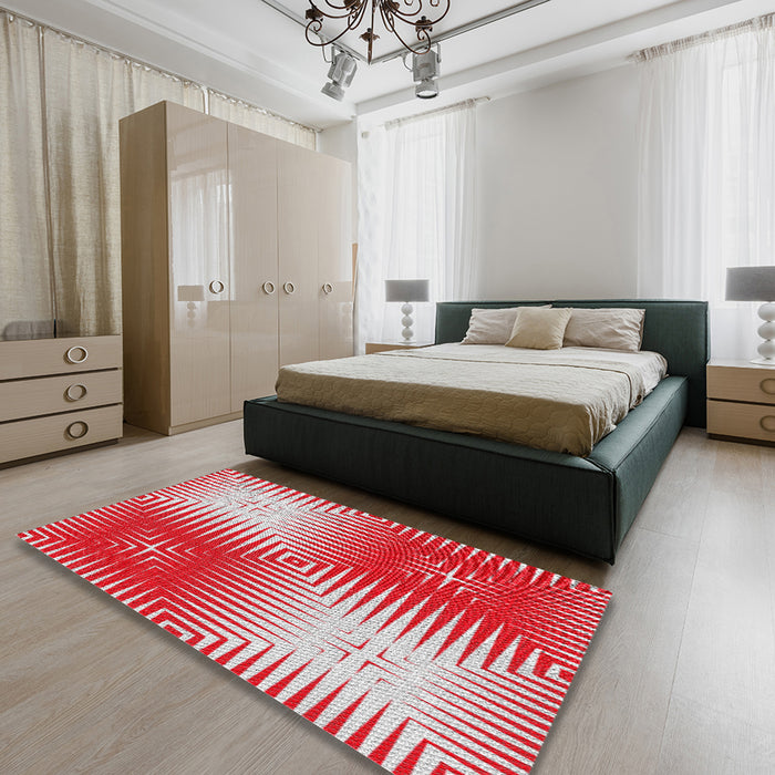 Machine Washable Transitional Red Rug in a Bedroom, wshpat3868